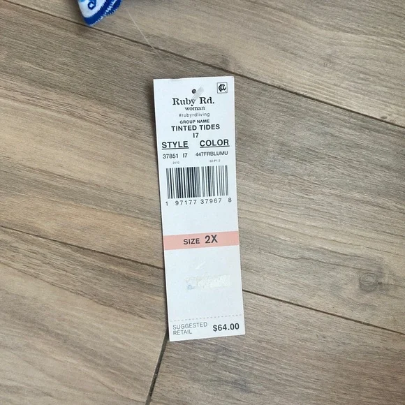 3/$45 Ruby Rd. Floral print scallop embroidered embellishment boho top blouse 2X - Picture 14 of 17